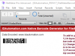 PDF417 Filemaker Barcode Generator Screenshot