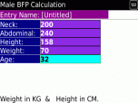 BlackBerry US Army Body Fat % Calculator Screenshot