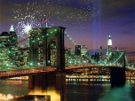 Fireworks on Brooklyn Bridge Free Animated Screens Screenshot