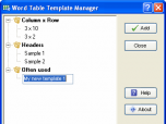 Table Template Manager for Microsoft Word Screenshot