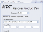 KDT Recover Product Key Screenshot