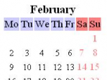 Calendar JSTL Tag Screenshot